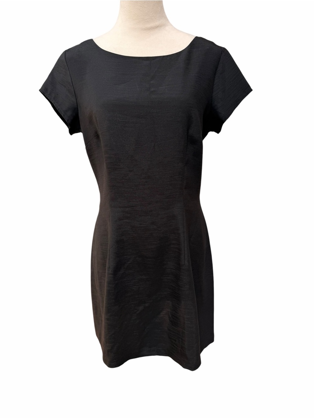 Vintage 90s Knapp Studio Size 11 Classic Black Short-Sleeve Sheath Dress